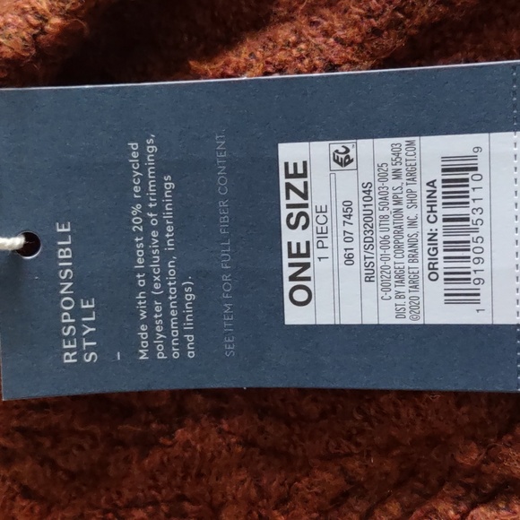 NWT Universal Thread OS Rust Cableknit Scarf - Picture 4 of 9